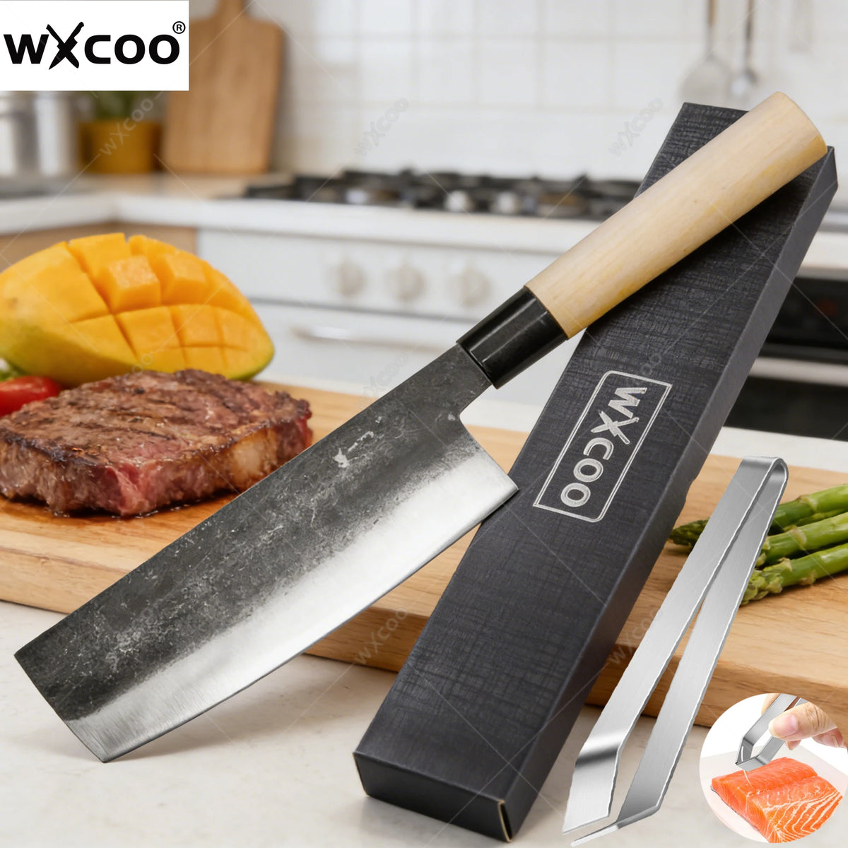 WXCOO 7.2" Nakiri Knife – 3-Layer Clad Japanese Kitchen Knife Japanese Kitchen Knife Axl
