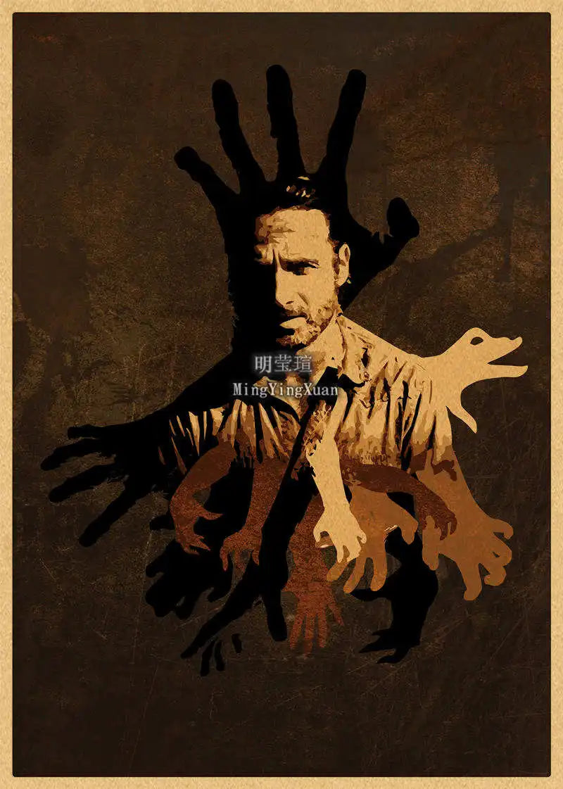 Walking Dead Vintage Kraft Paper Poster | Retro Wall Art Decor Wall Art Poster Axl 19 30x20cm