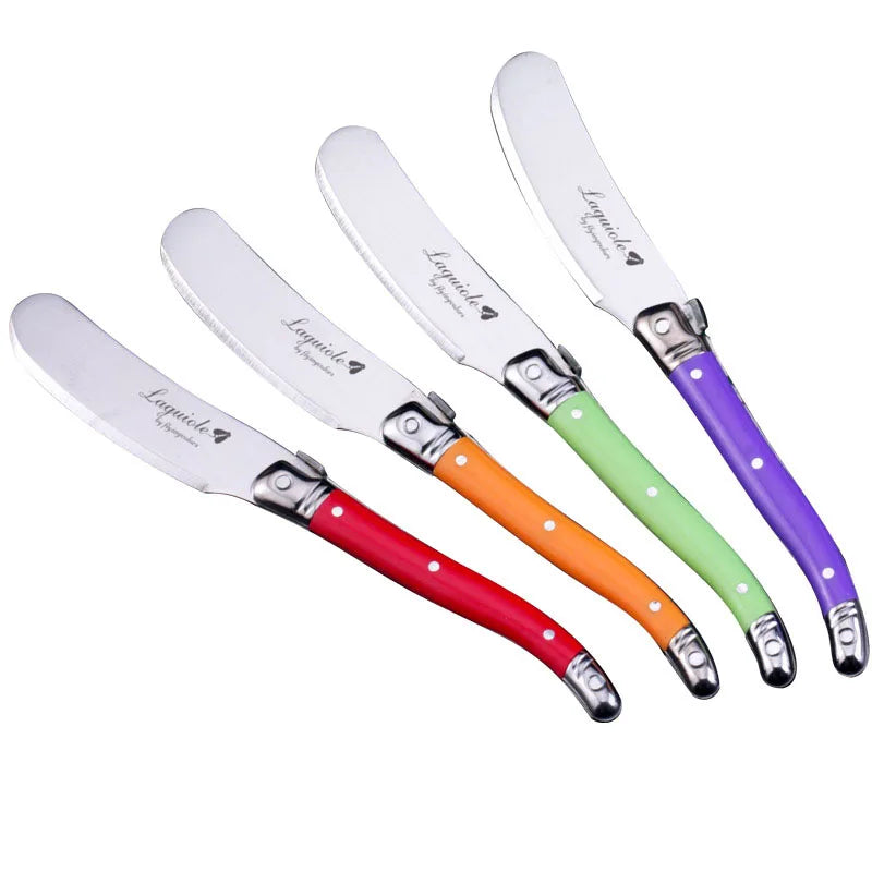 Laguiole-Style Butter & Cheese Spreader Set 4-6 Pcs | Rainbow Cheese Spreader Set Axl 4pcs Multi