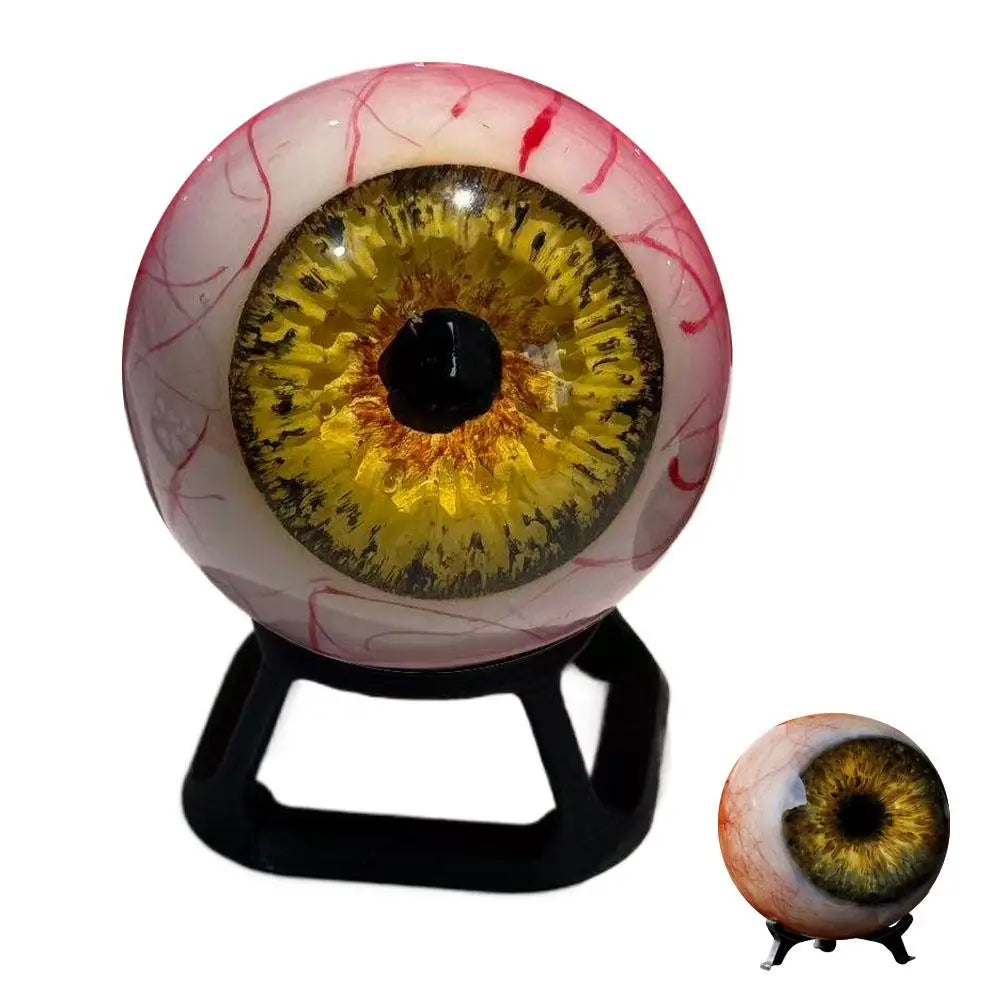 Realistic Resin Eyeball Ornament with Stand | Gothic Halloween Decor Halloween Ornament Axl Yellow