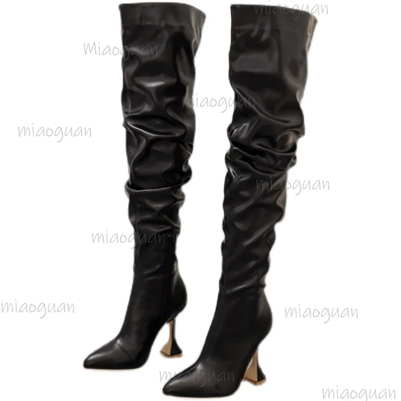 Women's Over-the-Knee Stiletto Boots – Pointed Toe Zipper Over-the-Knee Boots Axl
