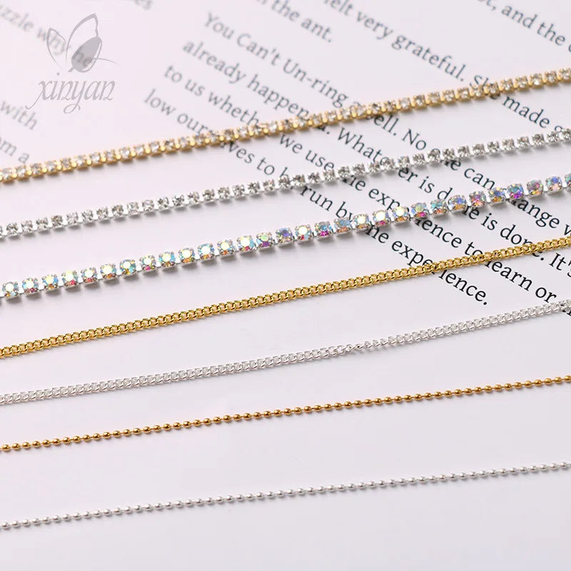 Crystal Rhinestone Cup Chain for Nail Art – Cuttable DIY Manicure Nail Art Chain Axl
