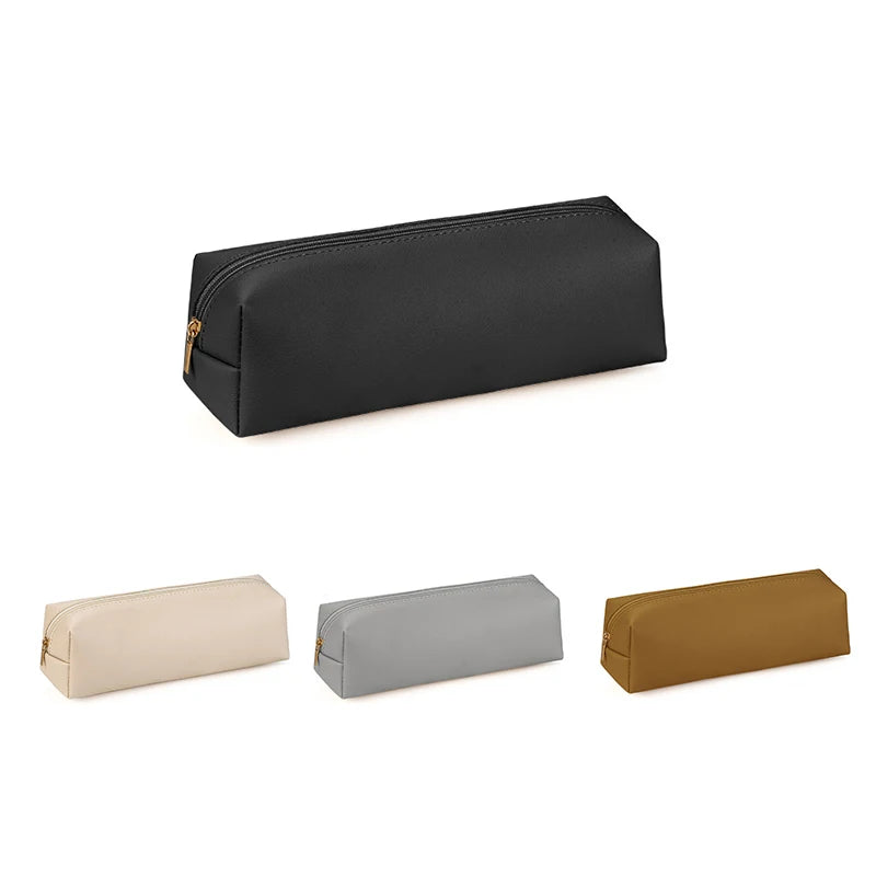 Large Capacity PU Leather Pencil Bag – Zipper Stationery Case Pencil Bag Axl