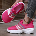 Women's Pastel Slip-On Platform Sneakers – Breathable Mesh Platform Sneakers Axl Rose Red 38