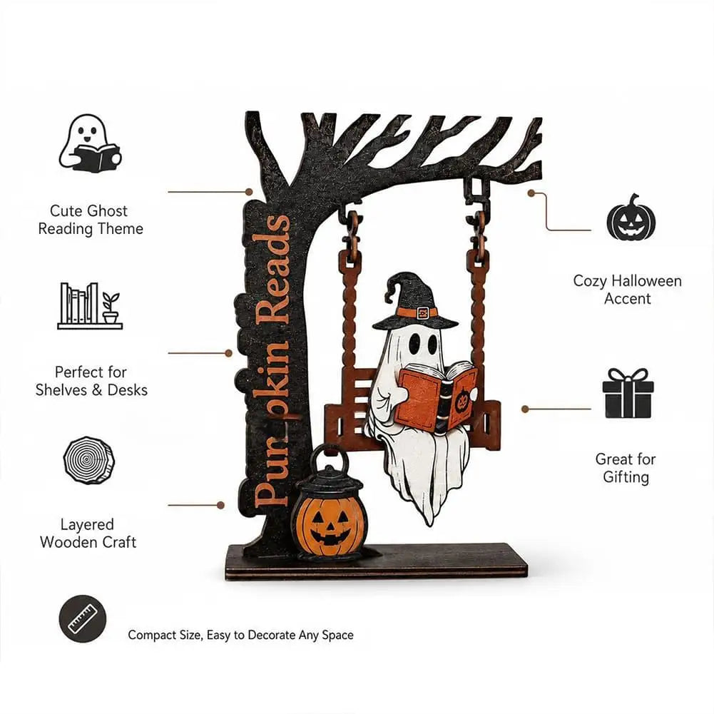 Ghost on a Swing Wooden Halloween Tabletop Ornament Halloween Ornament Axl