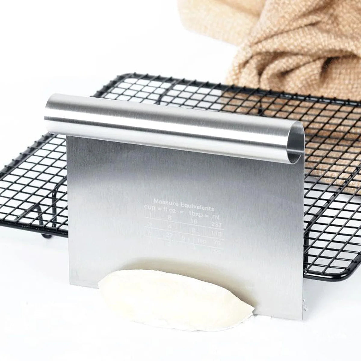 Leeseph Stainless Steel Dough Scraper & Pizza Cutter with Scale Dough Scraper Cutter Axl