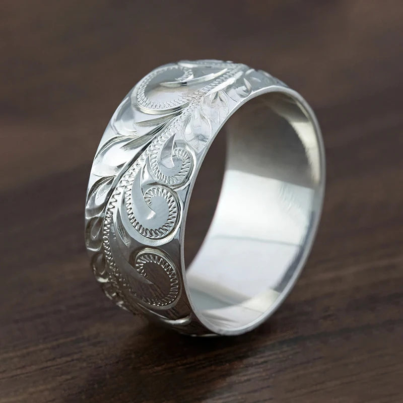 Huitan Silver-Plated Carved Statement Ring for Women Fashion Statement Ring Axl