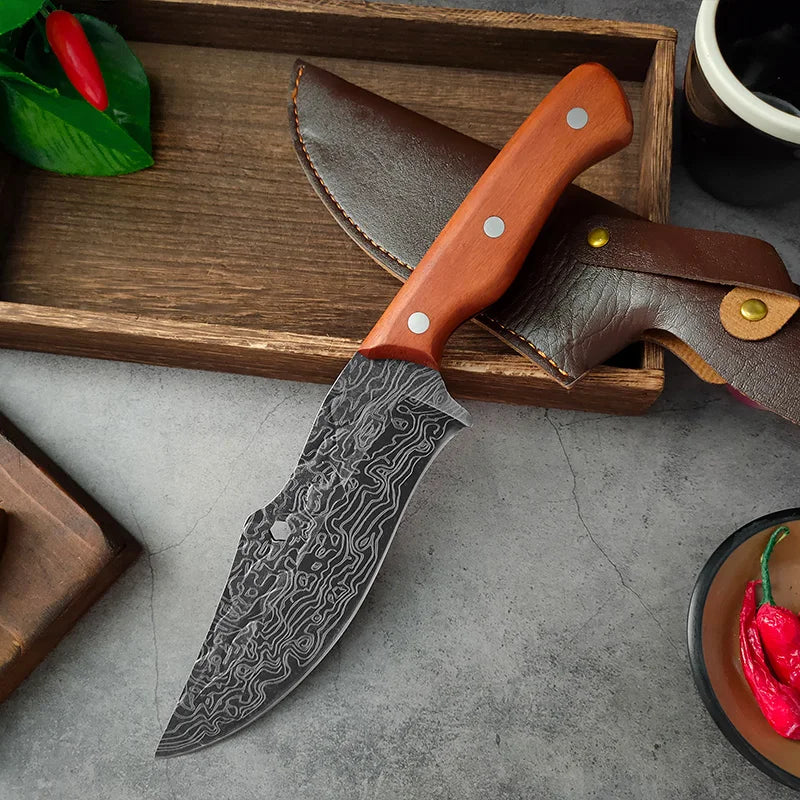 Damascus Forged Chef Knife – Sharp Wooden Handle Kitchen Knife Chef Kitchen Knife Axl