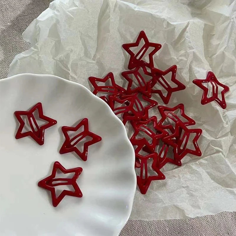 5-Pack Red Star Metal Snap Hair Clips – Fashion Barrettes Hair Clips Barrettes Axl
