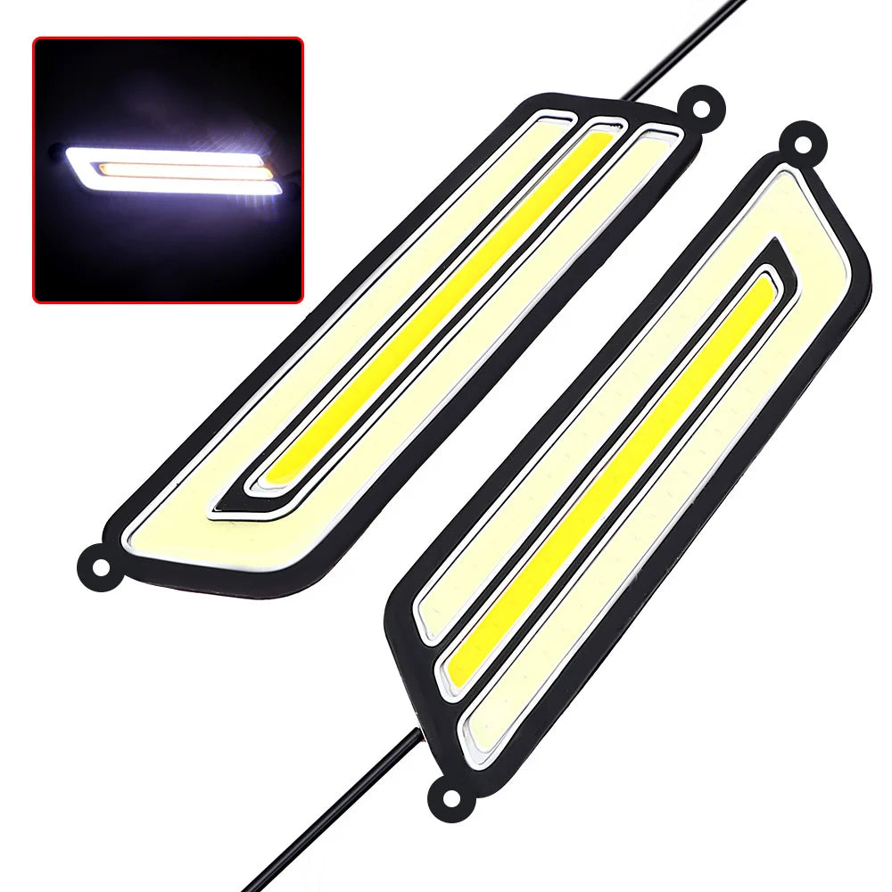 COB LED DRL & Turn Signal Fog Lamp – Waterproof Pair 12V LED Car DRL Light Axl