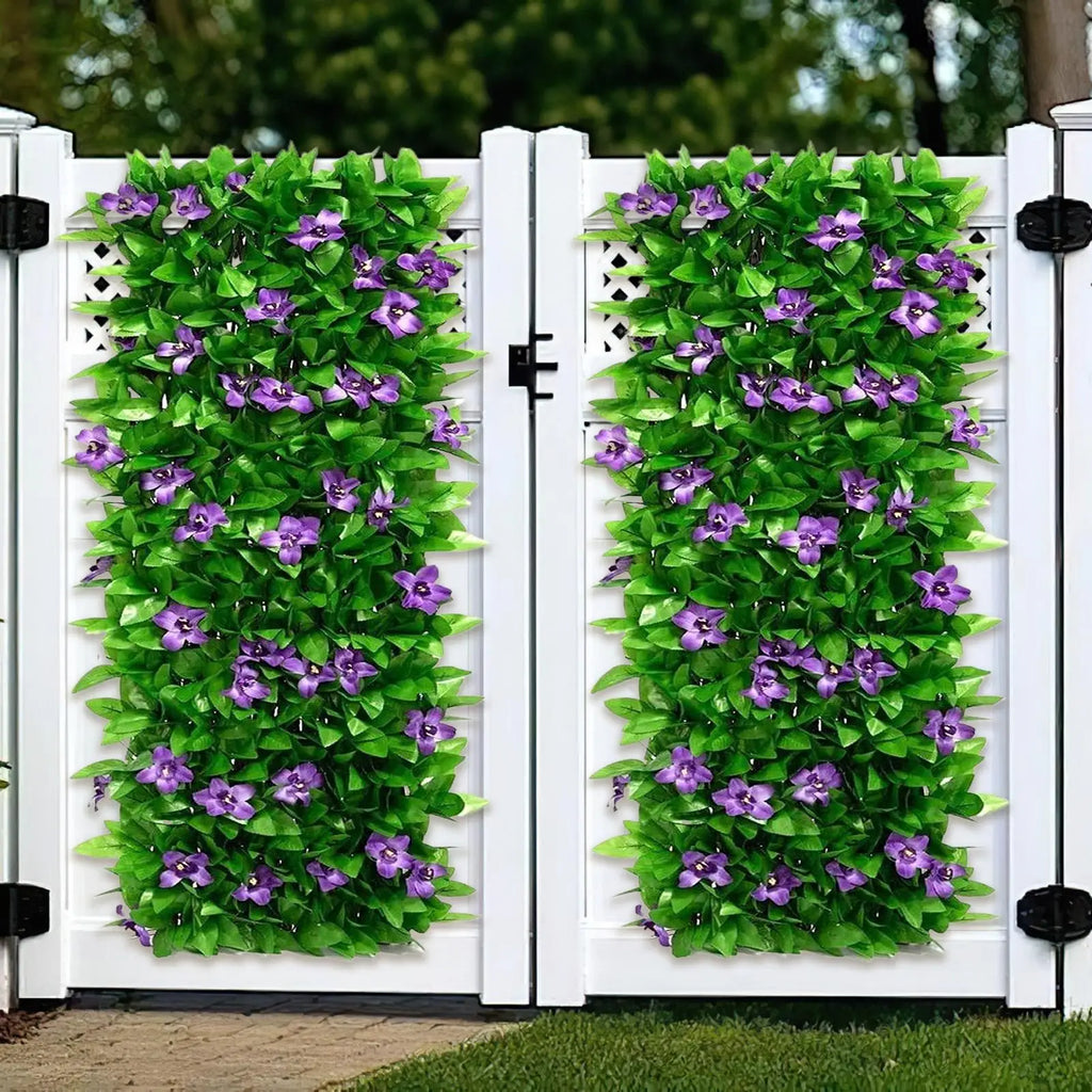 Expandable Artificial Hedge Privacy Screen with Flowers Artificial Privacy Hedge Axl