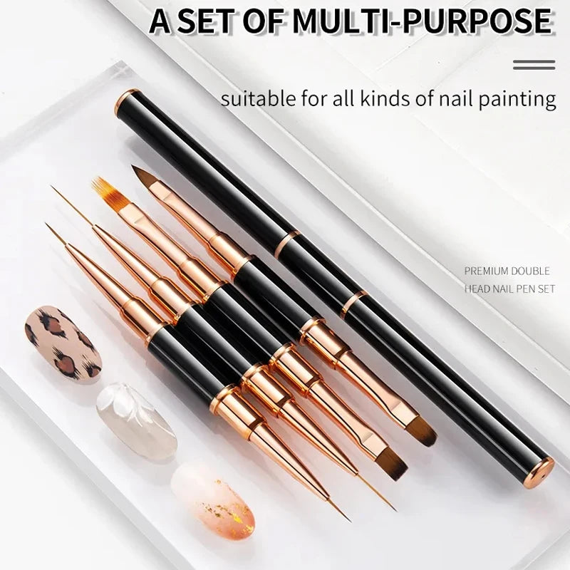 5-Piece Professional Nail Brush Set – Salon Nail Art Tools Nail Art Brush Set Axl