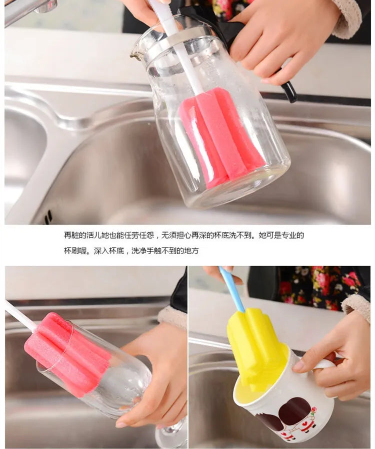 2-Pack Sponge Bottle Brush – Wineglass, Cup & Jar Cleaner Bottle Cleaning Brush Axl