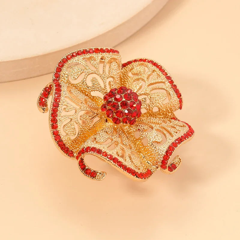 Luxury Flower Zircon Adjustable Ring – Gold Hollow Statement Fashion Statement Ring Axl 3 as shown