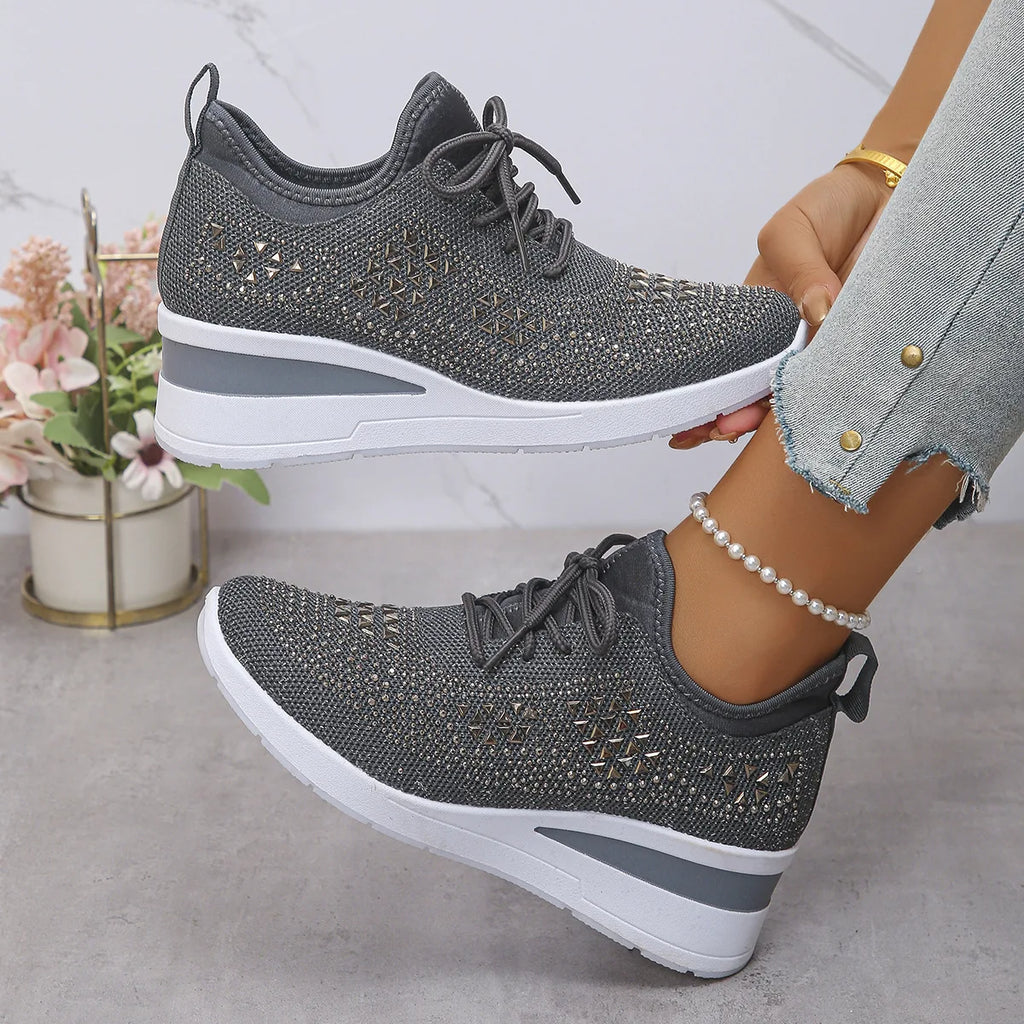 HAJINK Women's Lace-Up Fashion Sneakers | Ladies Trainers Women's Sneakers Axl Grey 42