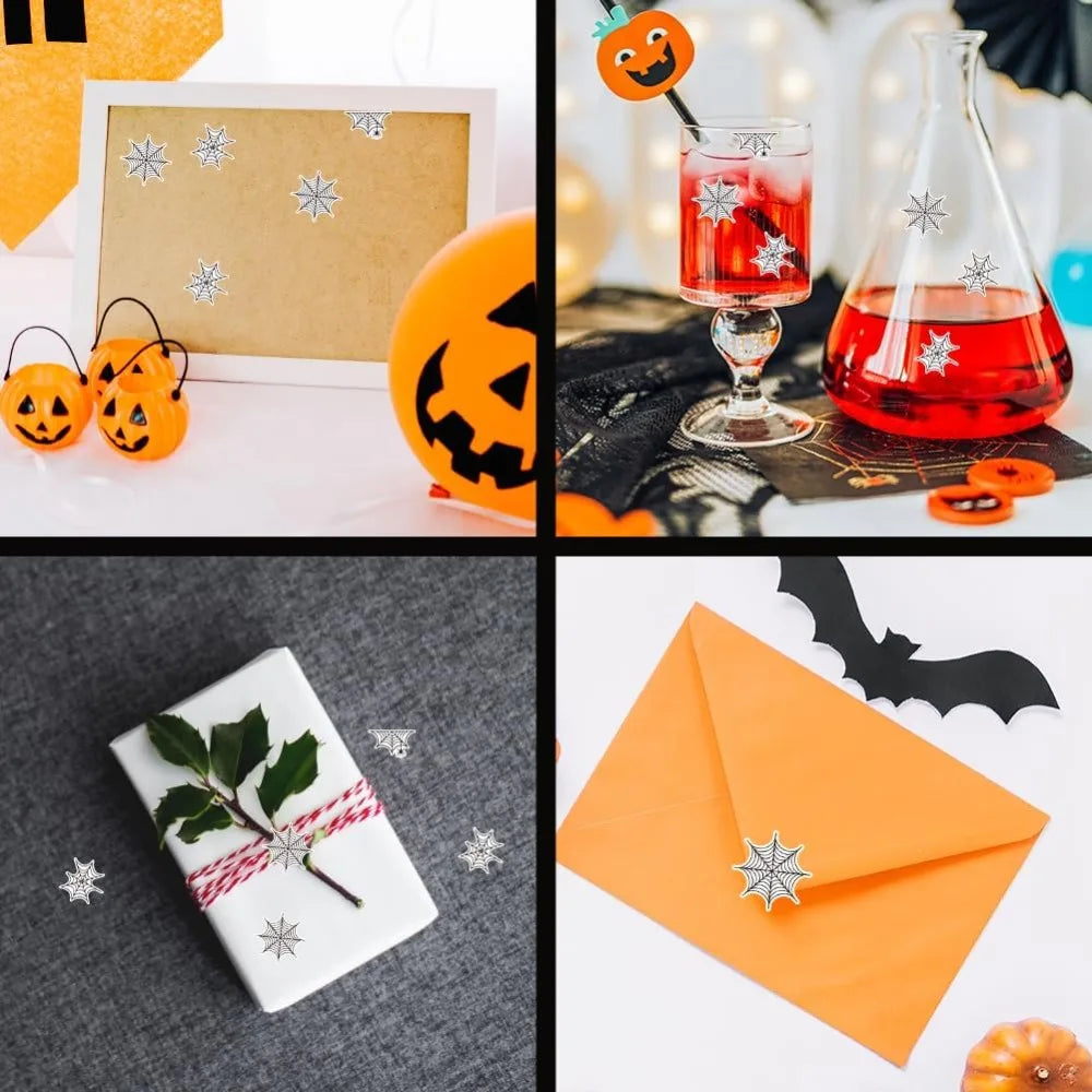 Halloween Spiderweb Stickers 180 Pcs – Self-Adhesive Party Seals Decorative Stickers Axl
