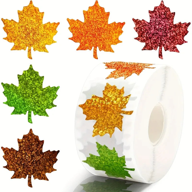 500 Maple Leaf Window Stickers – Reusable Autumn Decor Window Stickers Axl 500pcs-1ROLL