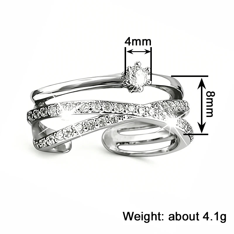 Huitan Cross Ring for Women – Cubic Zirconia Pave Band Fashion Ring Axl