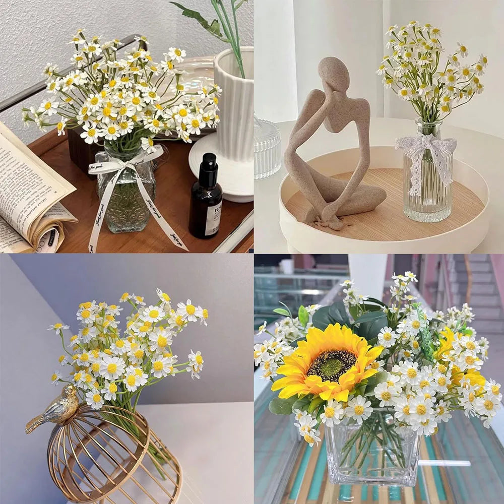 Artificial White Daisy Bouquets – 36 Pcs Fake Spring Flowers Artificial Flower Bouquet Axl