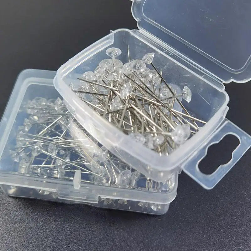 Diamond Rhinestone Sewing Pins 100/200 Pcs – DIY Craft Needles Rhinestone Sewing Pins Axl