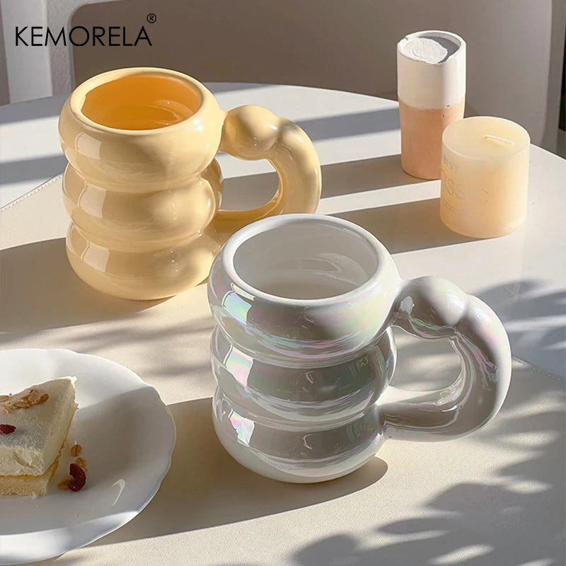 KEMORELA Ceramic Mug – Circle Bubble Design | Microwave Safe Ceramic Coffee Mug Axl