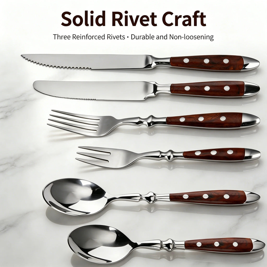 6-Piece Stainless Steel Flatware Set – Knife, Fork & Spoon Flatware Cutlery Set Axl