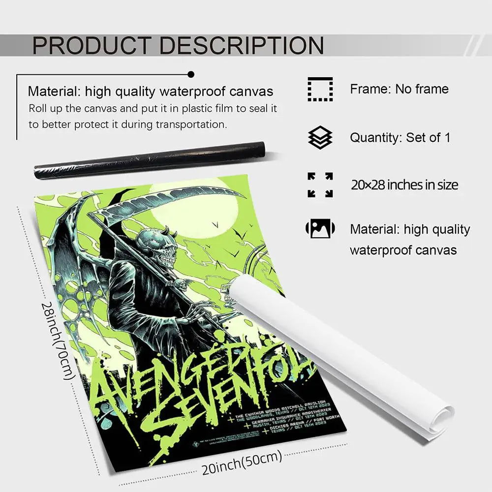 Avenged Sevenfold Canvas Wall Art – Frameless Music Poster Canvas Wall Art Axl