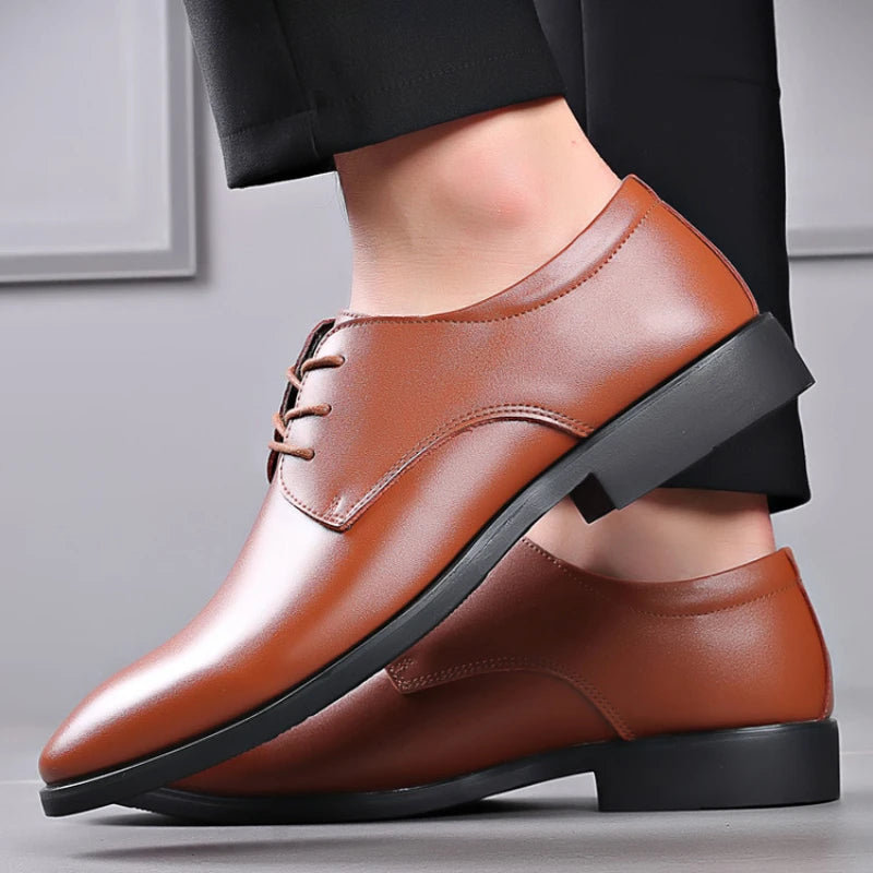 Men's Business Casual Leather Shoes – Soft Sole & Non-Slip Men's Dress Shoes Axl