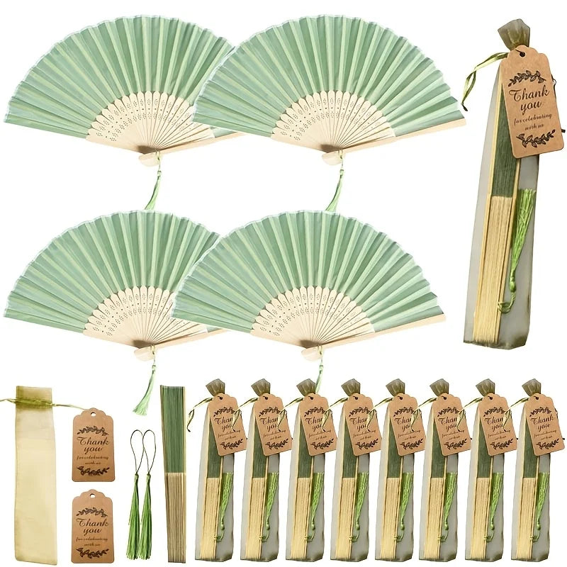 20-Pack Folding Hand Fans with Tassels, Cards & Gift Bags Party Favor Fan Set Axl