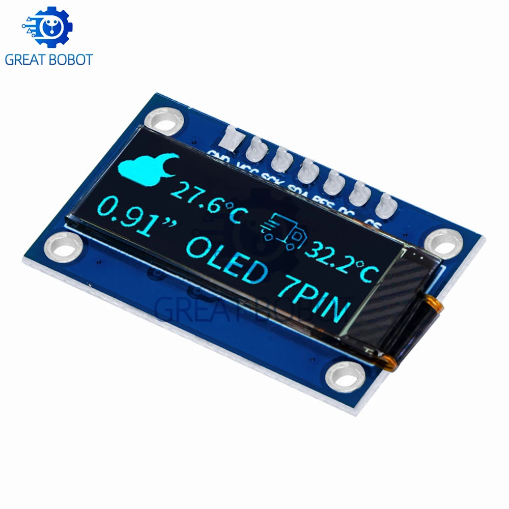 SSD1306 0.91" 128x32 SPI OLED Module for Arduino – White/Blue OLED Display Module Axl