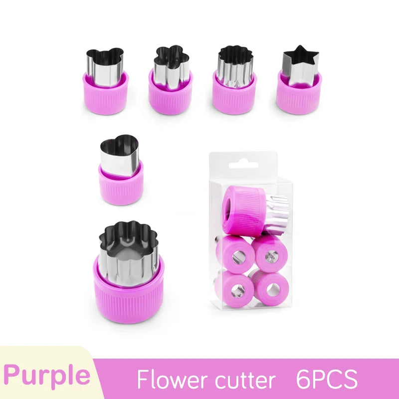 Stainless Steel Cookie & Fruit Cutter Mold Set – Flower Shapes Cookie Cutter Set Axl 6pcs-Purple