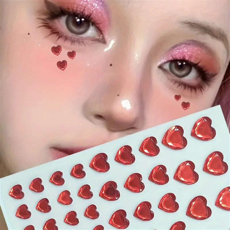 3D Heart Rhinestone Stickers – Self-Adhesive Crystal Gems 36pc Rhinestone Stickers Axl