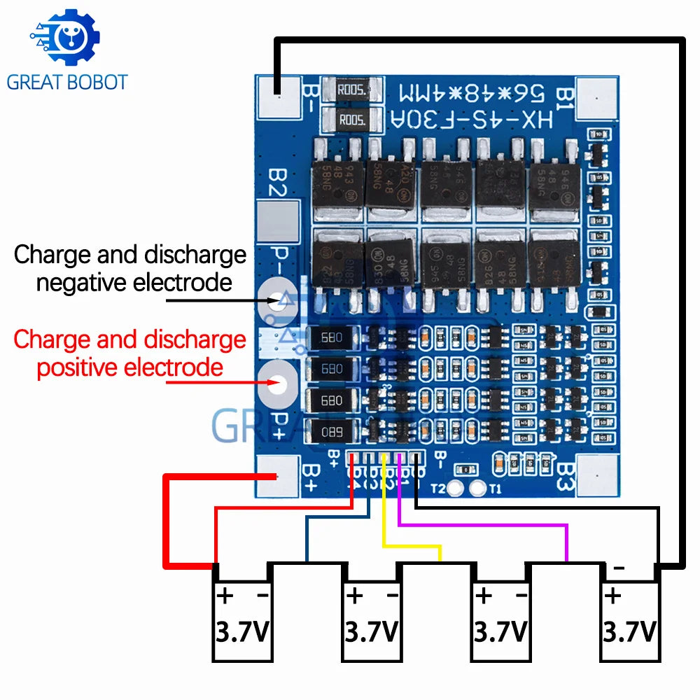 4S 30A BMS LiFePO4 Lithium Battery Protection Board with Balance Battery Protection Board Axl