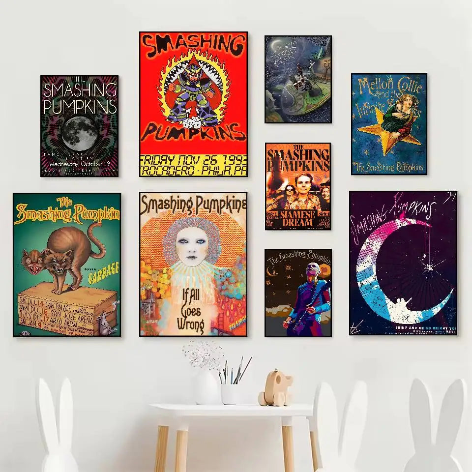Smashing Pumpkins HD Poster – Self-Adhesive Waterproof Wall Art Music Band Poster Axl