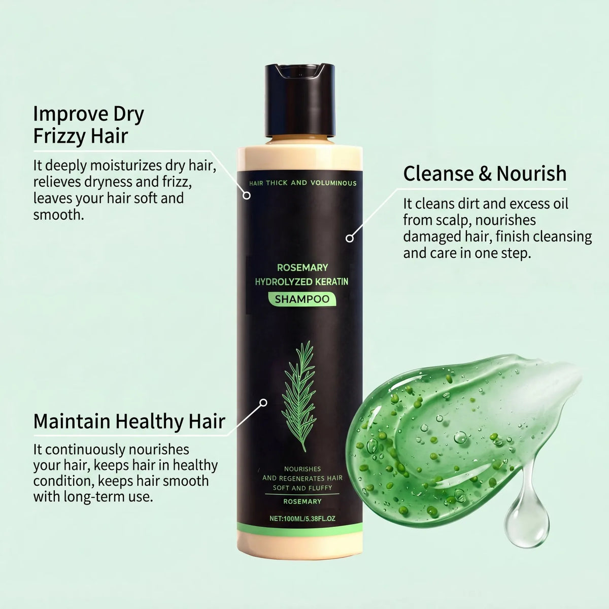 2-in-1 Rosemary Keratin Shampoo – Volumizing & Nourishing 100ml Hair Care Shampoo Axl