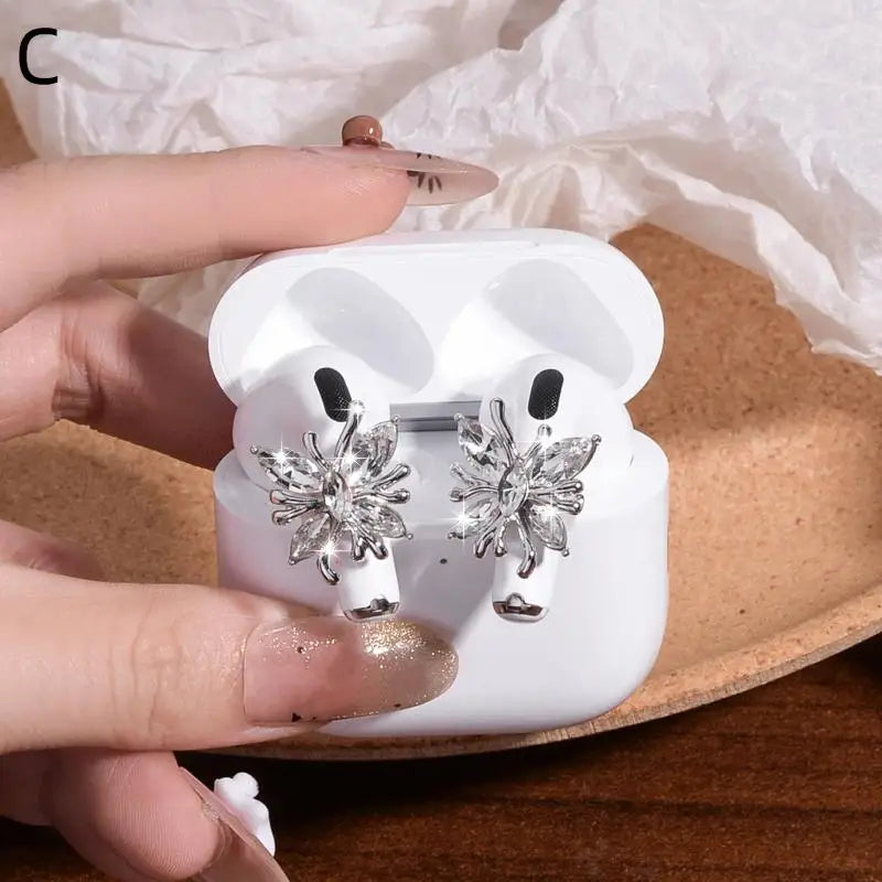 Rhinestone Earphone Charms – Decorative Earbud Clips (1 Pair) Earbud Decoration Clips Axl C