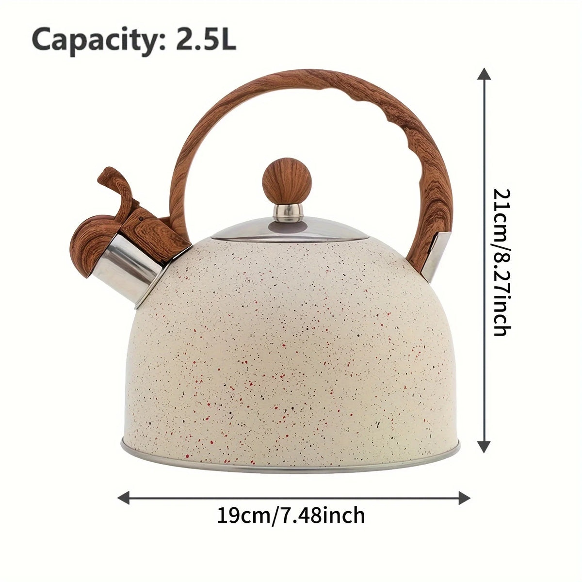 KEMORELA 2.5L Stainless Steel Whistle Kettle – Gas & Induction Stovetop Whistle Kettle Axl 2.5L Beige 2.5L