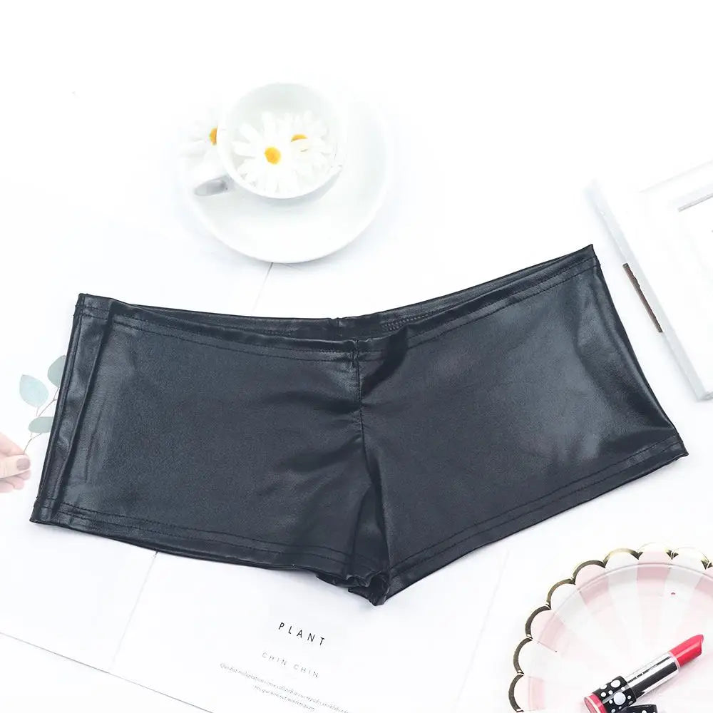 Women's PVC Leather-Look Boxer Briefs | Sexy Dance Underwear Women's Boxer Briefs Axl