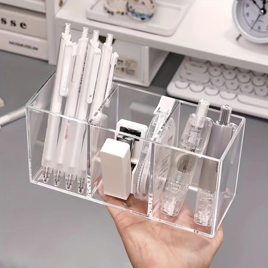 Acrylic Makeup Brush Holder – 3-Slot Cosmetic Organizer Cosmetic Organizer Axl