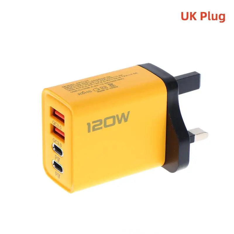 4-Port 120W USB-C Fast Charger – PD & QC3.0 | EU US UK USB Charging Station Axl A5