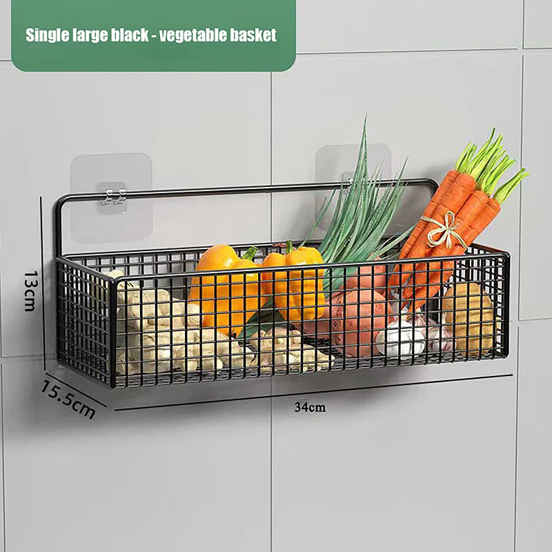 No-Drill Wall Mount Bathroom Shelf & Kitchen Storage Rack Wall Mount Shelf Axl L Black