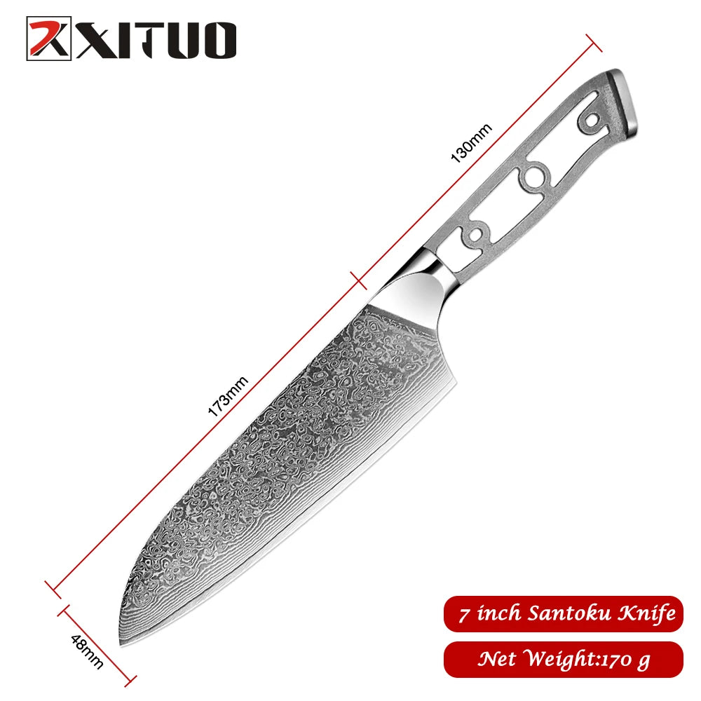 Damascus Steel Knife Blank Set – 8-Pc DIY Chef Knives | Xituo DIY Knife Blank Set Axl Santoku Knife