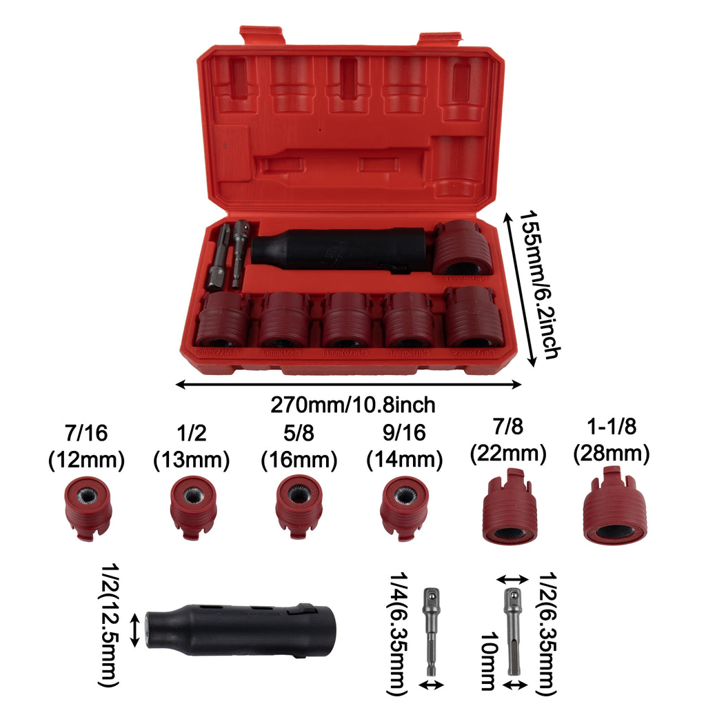 9-Pc Car Wheel Stud Cleaner Brush Set 12–28mm Rust Removal Wheel Stud Cleaner Axl