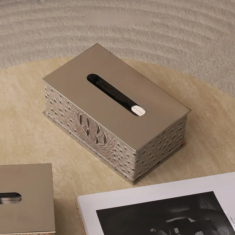 Luxury Stainless Steel Tissue Box Cover – Elegant Silver Napkin Case Tissue Box Cover Axl