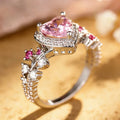 Huitan Pink Heart CZ Ring – Women's Wedding & Engagement Band CZ Fashion Ring Axl A630 8