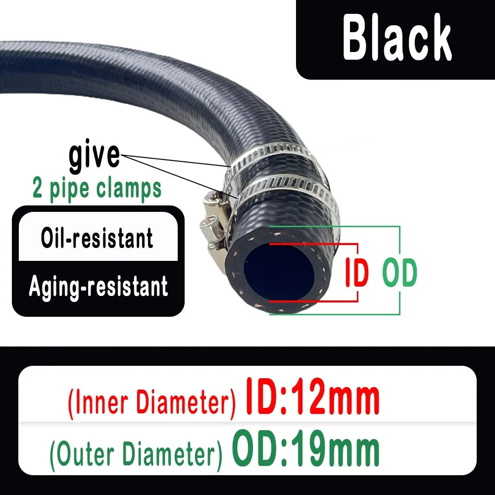 NBR Oil Resistant Fuel Line Hose 4–14mm ID | Car, Moto, Truck Fuel Line Hose Axl ID 12MM - OD 19MM