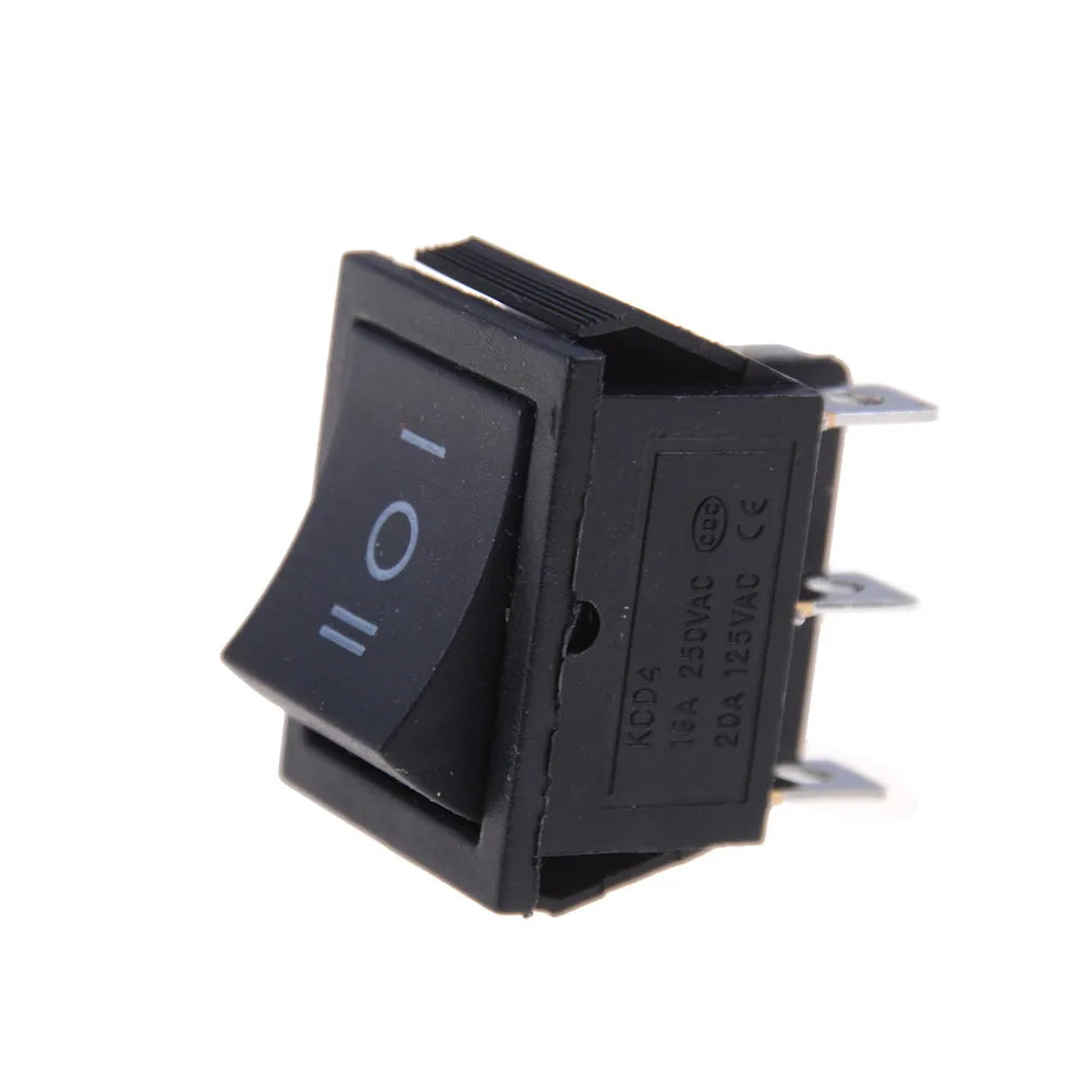 KCD4 Rocker Switch Black DPDT ON/OFF/ON 6 Pin 16A 250VAC Rocker Switch Axl