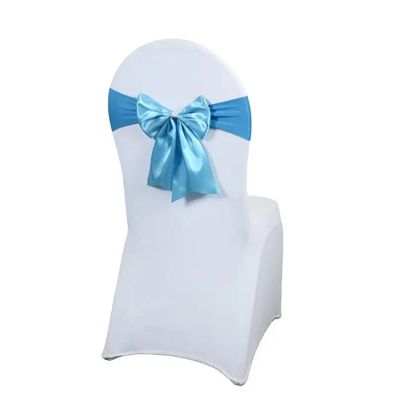 Satin Chair Bow Sash with Rhinestone – Wedding & Party Décor Chair Bow Sash Axl J