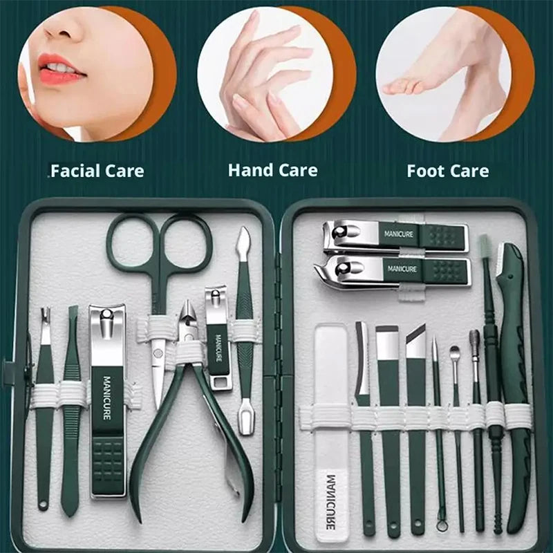 Professional Stainless Steel Manicure Set – 7-18 Piece Nail Kit Manicure Nail Kit Axl