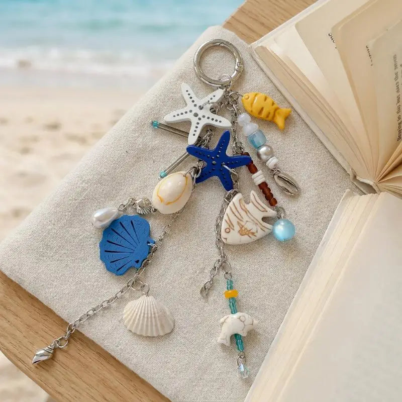 Shell Starfish Keychain – Ocean Beach Bag Charm for Women Bag Charm Keychain Axl